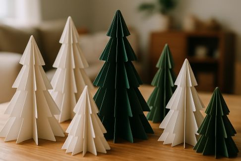 DIY facile : des sapins de Noël en papier pour décorer la maison