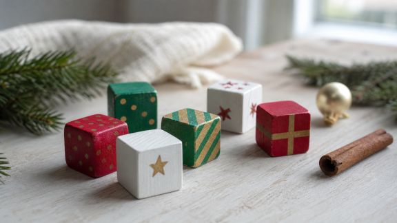 Astuce : fabriquer des dés d’actions sur le thème de Noël pour des parties surprises