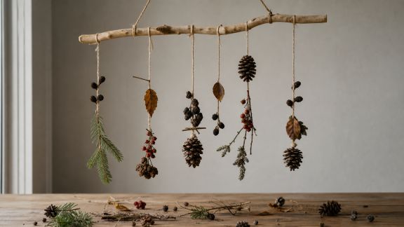 DIY : composer un mobile de Noël avec des éléments naturels ramassés en forêt