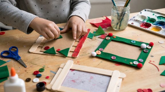 DIY pour enfants : créer des cadres photo festifs à offrir à la famille