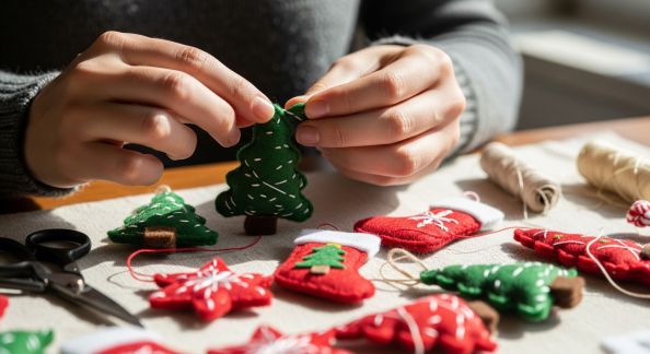 Fabriquer des décorations de sapin en feutrine à la main