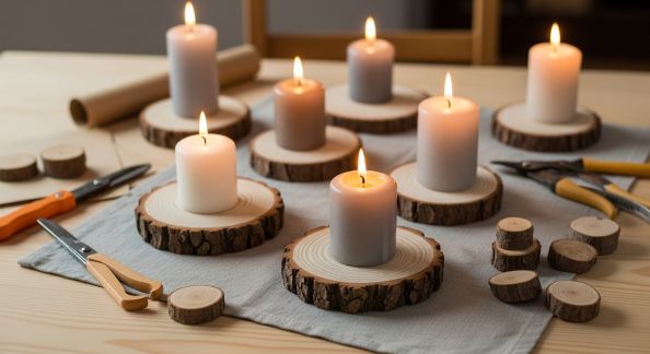 DIY : fabriquer des supports pour bougies avec des tranches de bois