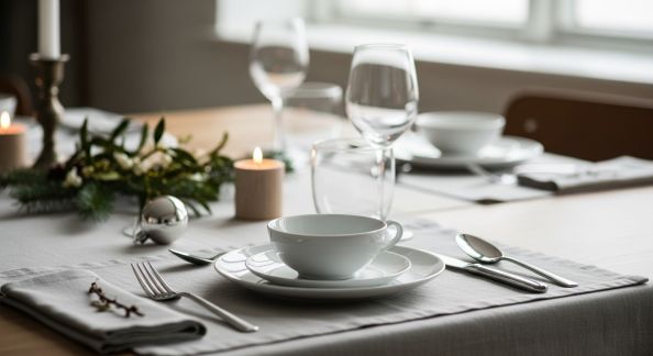 Composer une table de Noël raffinée avec un petit service à vaisselle